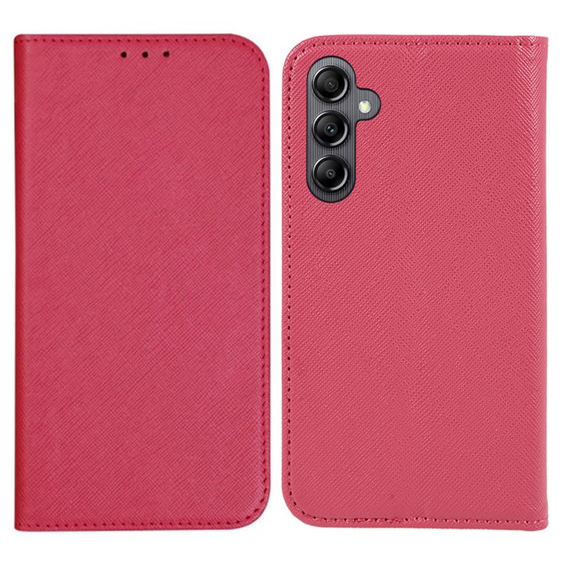 

Для Samsung Galaxy A56 5G Чехол Кожаный Чехол для Телефона с Крестообразной Текстурой Скрытая Магнитная Застежка Pink