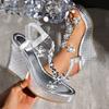 Cool Sandals Women'S Glossy Platform Wedge Sandal With Rhinestones And Cutout Details Open Toe Design Suitable For Womens