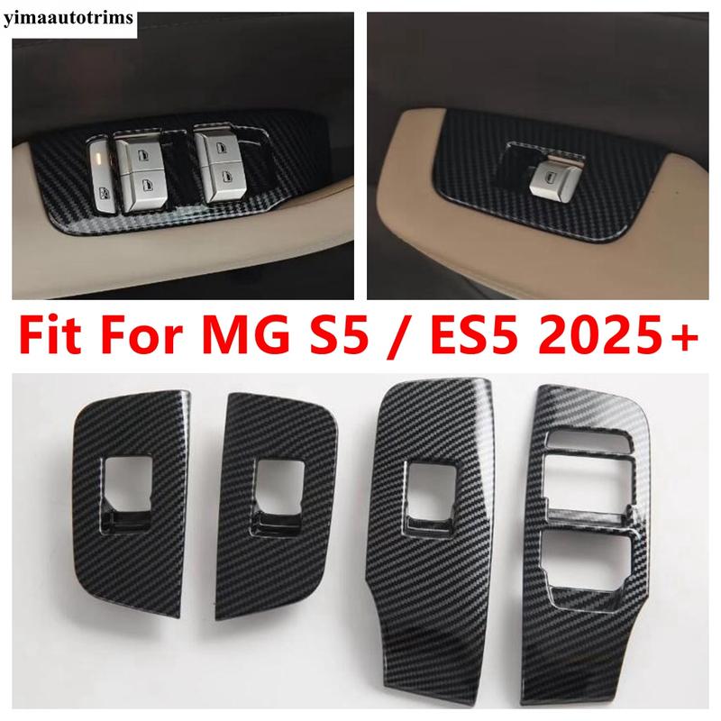 RHD LHD Car Door Armrest Window Lift Button Control Panel Cover Trim For MG S5 / ES5 2025 2026 Carbon Fiber Interior Accessories