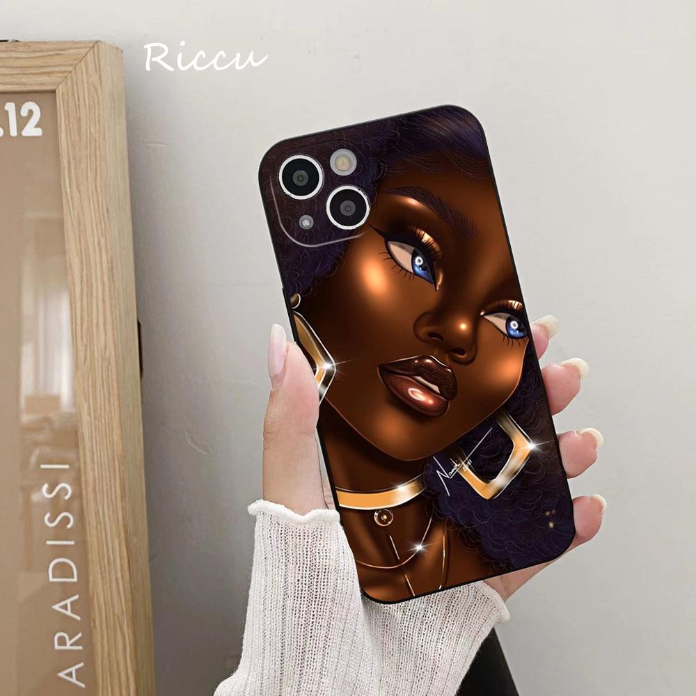 FOR IPhone 14 Afro Girls Art Soft Case for Iphone 14 11 12 Pro 8 7 Plus X 13 Pro MAX SE2020 XR XS RICCU Soft Covers