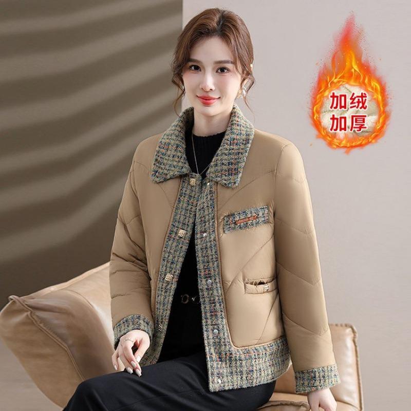 Packed Cotton-padded Clothes Short Lapel Piled Thickened Women's Cotton-padded Jackets On Clothes