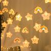 Creative LED Rainbow Star String Lights - Cloud Design for Kids' Rooms, Courtyard Decor, and Tent Atmosphere