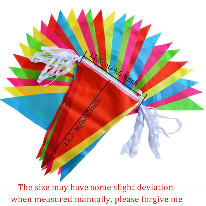 Multicolored Bunting Banner Triangle Flags Nylon Fabric Pennant Festival Outdoor Party Decor
