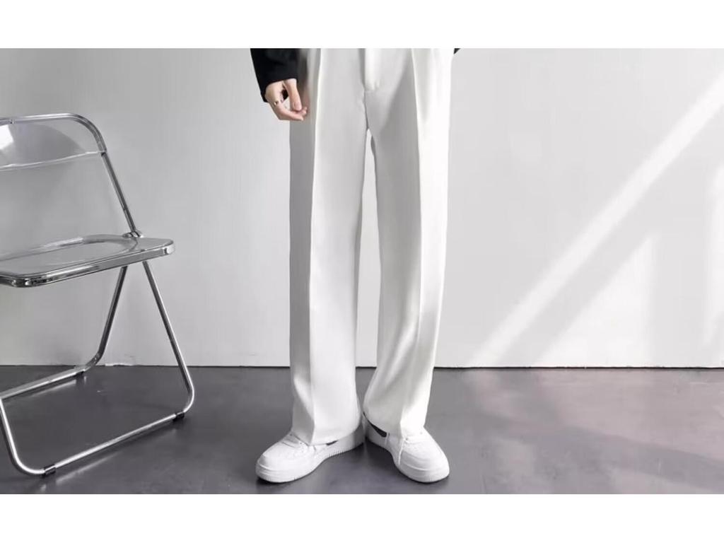 Men's Spring Japanese-Style Casual Black Wide-Leg Trousers 