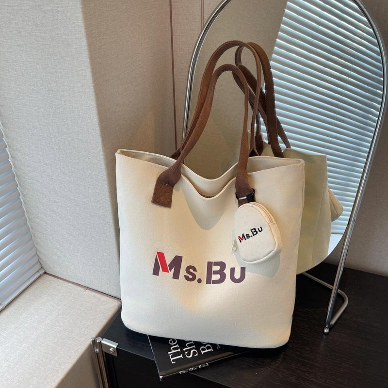Canvas bag women's large-capacity new autumn and winter versatile shoulder bag casual college student class tote bag