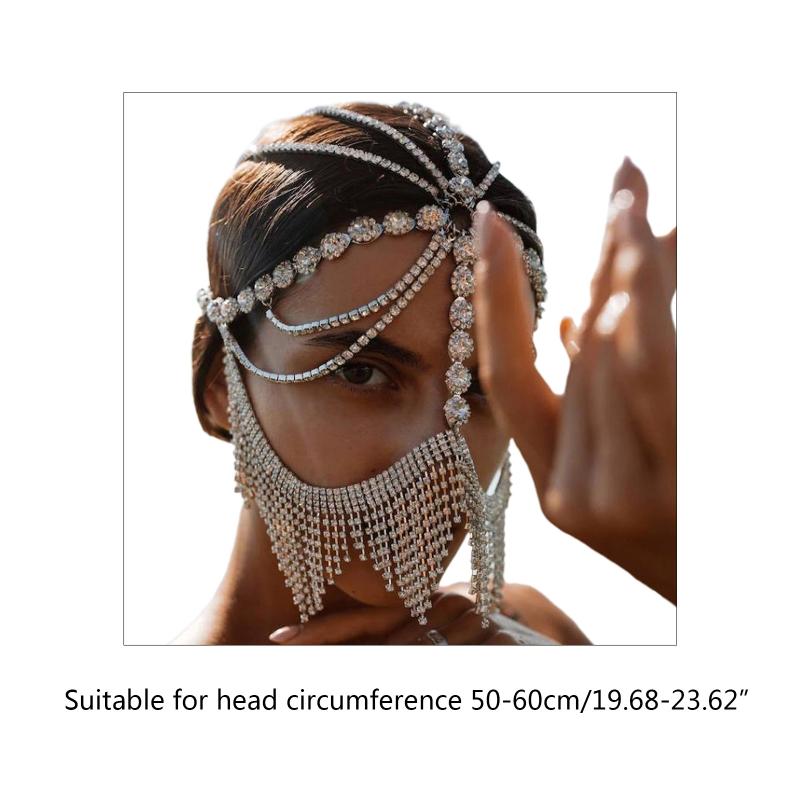 Belly Dance for Rhinestone for Head Chain Crystal Tassel Pendant Mask Chain Novelty Hair Styling Tool for Masquerade Cos