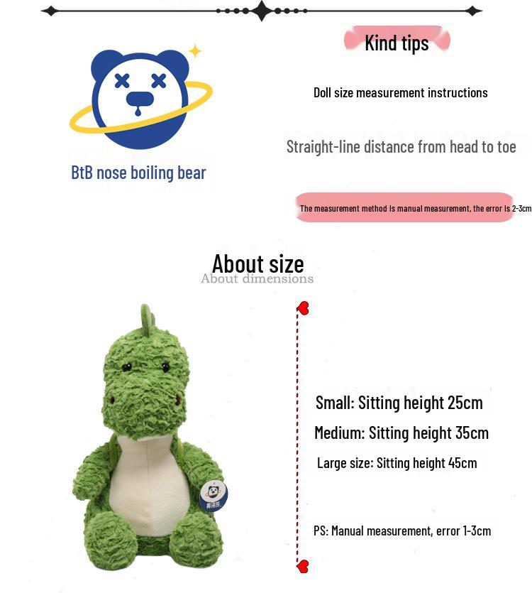 Snot Bear Dinosaur Plush Toy: Cute Avocado Backpack & Flower Brush - Children's Day Gift