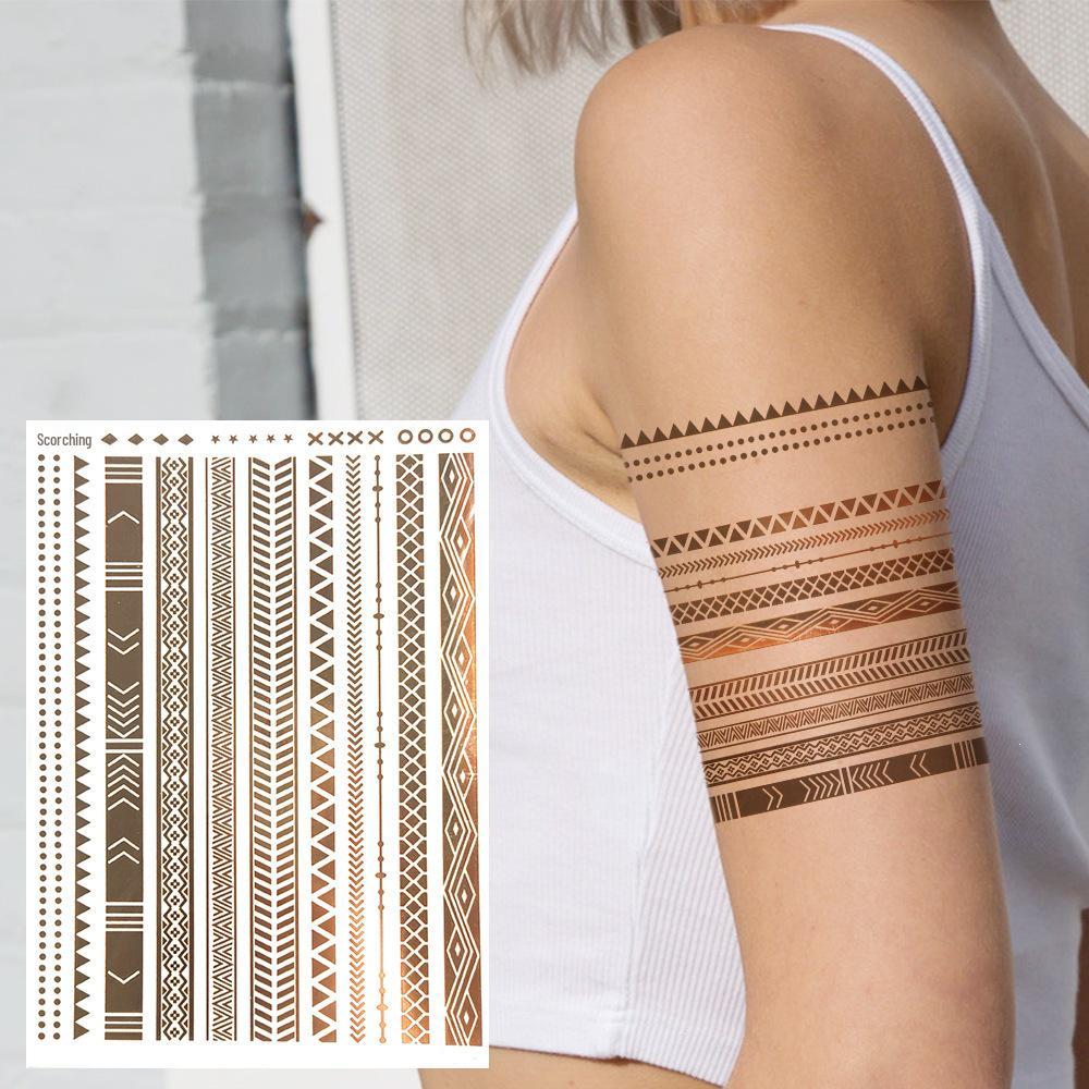 Nuevas Pegatinas Temporales de Tatuaje con Estampado en Caliente de Henna Transfronterizas para Mano, Pie y Brazo