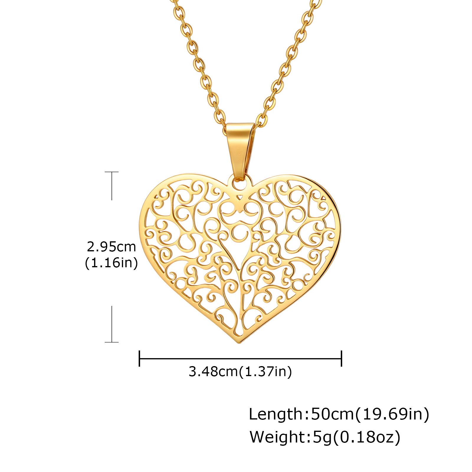 Ladies Personalized Stainless Steel Hollow Heart Tree Of Life Pendant Necklace Pn-2266 золотой