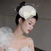 Black Mesh Headdress Stewardess Hat French Temperament Pearl Bow Hair Clip For Women