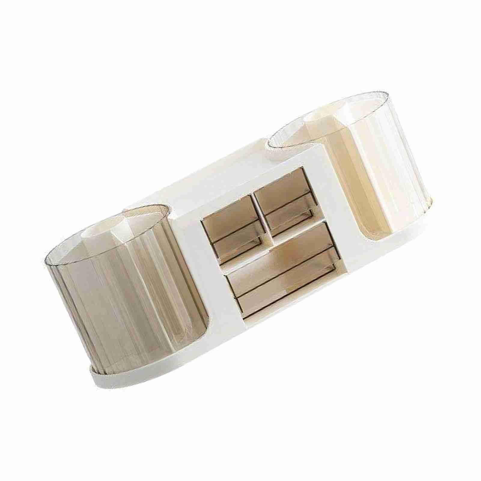 

Вращающийся на 360 градусов держатель для ручек, пластиковые настольные органайзеры с 2 держателями для ручек и выдвижным ящиком для офиса серый