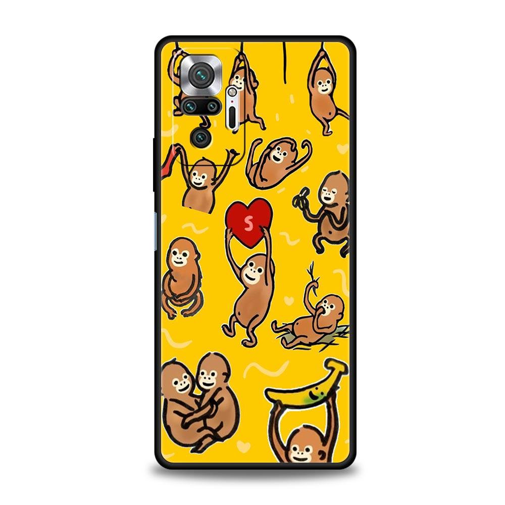 Affe Und Banane Handyhülle Cover für Redmi 14C 10C Note 15 14 13 12 10 11 K40 Pro Plus 5G Weiche TPU Stoßfeste Hülle Capas Taschen
