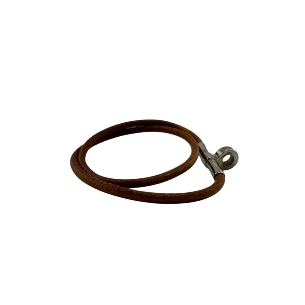 HERMES bracelet leather Duble Kelly choker Brown leather unisex Used