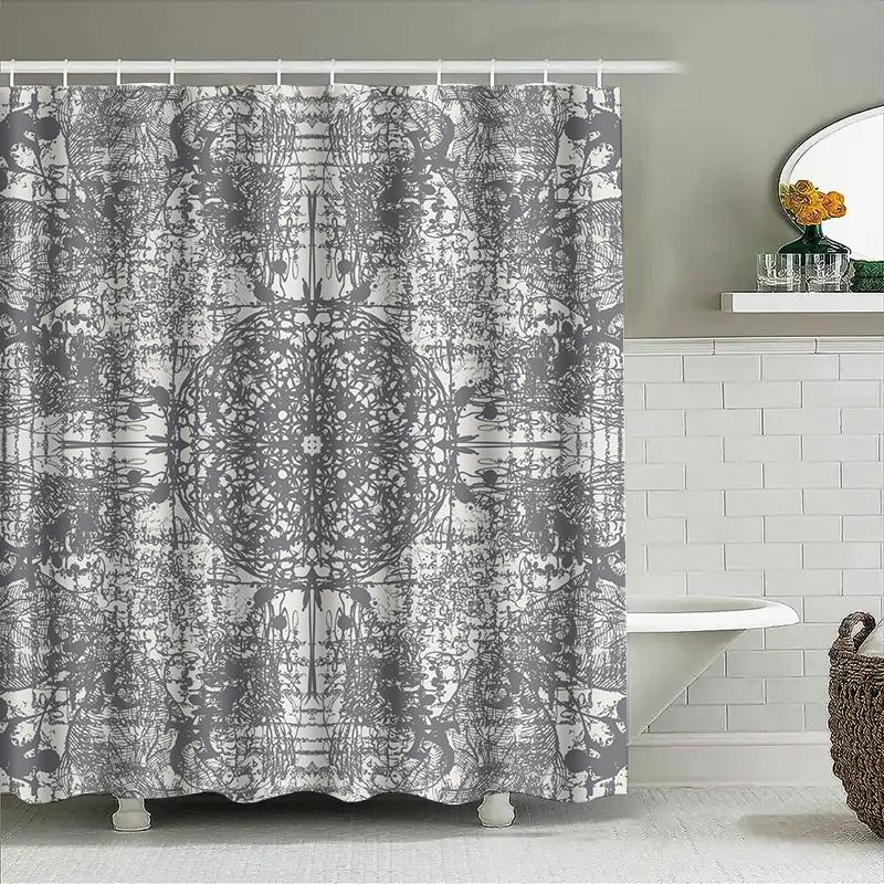 

Elegant Pattern Shower Curtain Decor Bathroom Waterproof Fabric Polyester Bath Mat Set Modern Home Decor 90x180cm