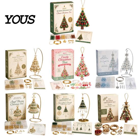 Seasonal Trinket Assembly Kits DIY Christmas Tree Beaded Ornament Kit, 3D Bead Craft Set, Handcrafted Ornaments Making Beginner Friendly with