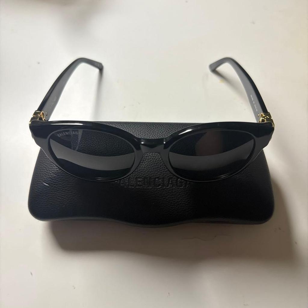Used BALENCIAGA BB0134SA Sunglasses Black with Gold Case