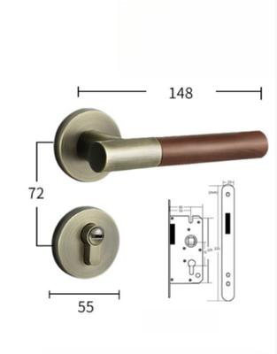 Cerradura de Puerta Ergonómica con Textura de Madera de Nogal Construcción de Aleación de Zinc Manija Silenciosa para Puertas Interiores Nuevo Estilo Chino