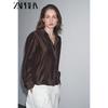 Zaprha 2025 Autumn New Pure Desire Style Lapel Long Sleeve Embroidery Pocket Decoration Shirts Top 4786179