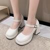 2025 spring new high heels women's wedding shoes French design with Mary Jane shoes waterproof table thick heel single shoes