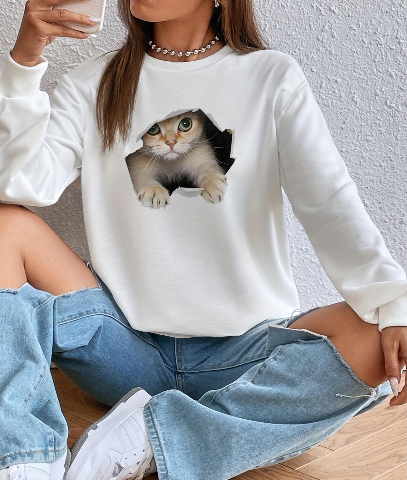 

Crew Neck Hoodie for Women, Slouchy & Trendy, for Street Looks XXL білий