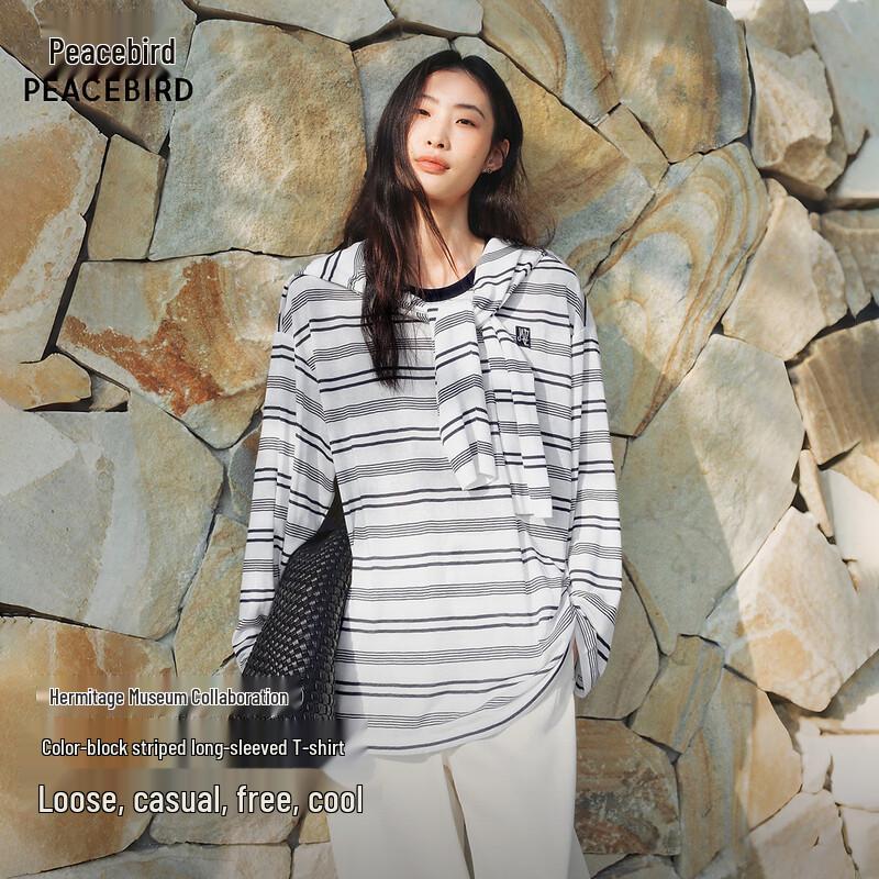 Peacebird Collaboration Long-Sleeve Striped T-Shirt XL