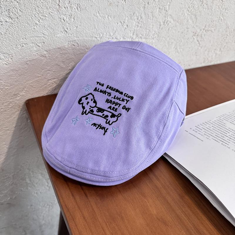 

Ретро Японская Милая Собака Письмо Вышитая Кепка Газетчика для Весенне-Летней Моды фиолетовый