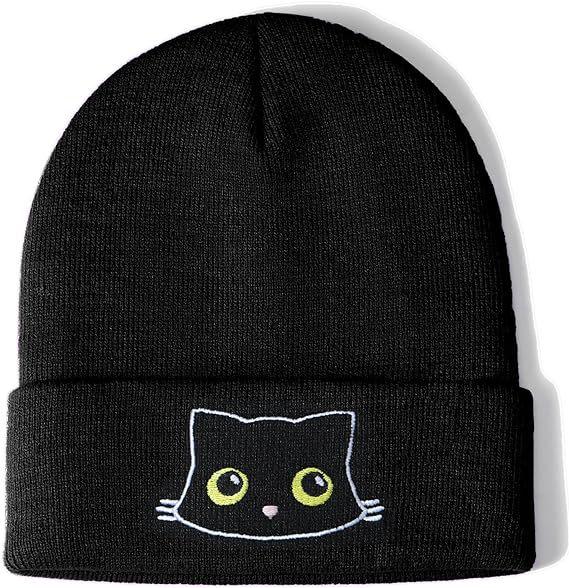 Women's Cat Embroidery Knit Hat - Cute Gift for Cat Lovers
