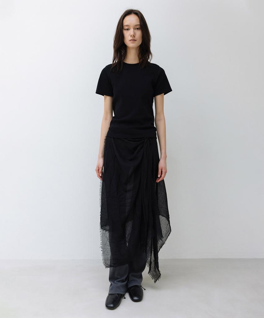 INSILENCE WOMEN Washed Rib Half Sleeve Black
