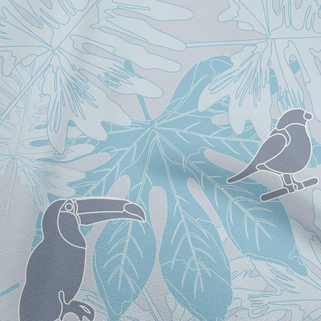 oneOone Cotton Flex Light Green Fabric Tropical Birds With Leaves Fabric For Sewing Printed Craft Fabric By The Yard 40 Inch