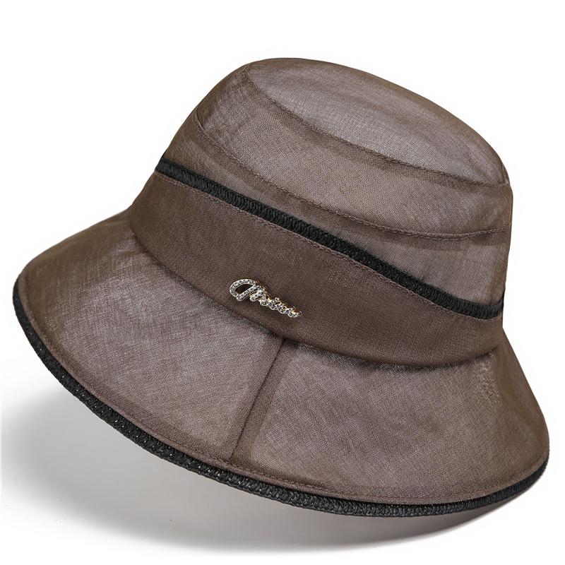 

Summer Sun Hats Elegant Color Block Thin Breathable Bucket Hat Lightweight Travel Beach Hats for Women Girls M（56-58cm） темно-коричневого кольору