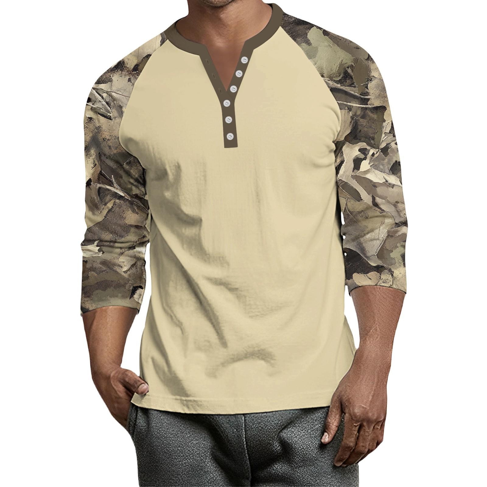 

Мужской контрастный топ реглан на пуговицах с рукавом 3/4 XXXL