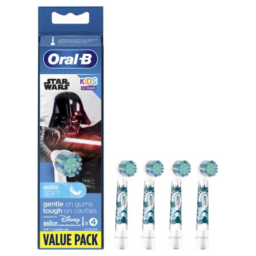 Braun Oral-B Kids' Soft Tooth Brush Refills, Extra Soft, 4 Brushes, Star Wars Design, EB10S-4