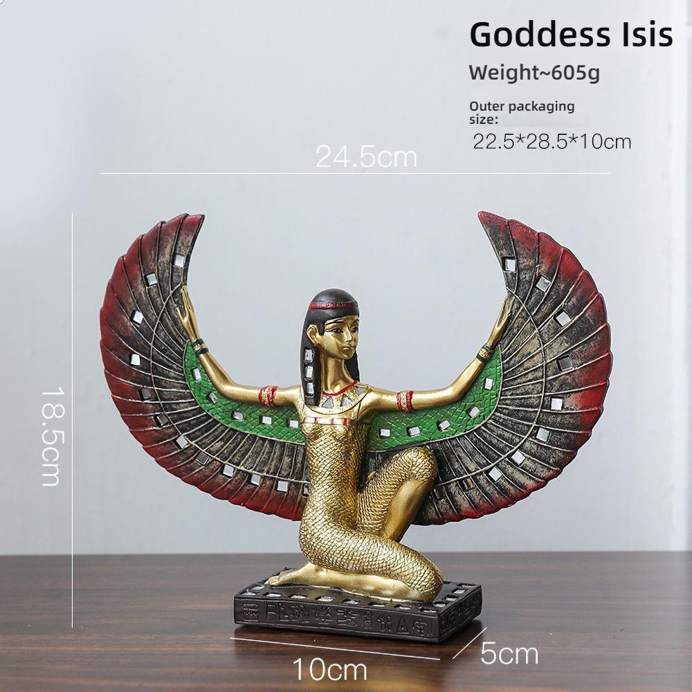 Egyptian Sphinx Resin Statue - Pharaoh Lion Body Human Face Sculpture, Hand-Painted Pyramid Guardian Isis Goddess Inspired Craft