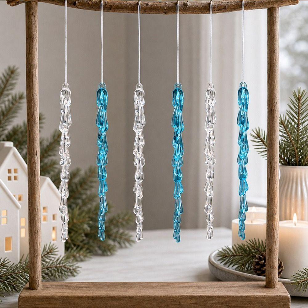 Acrylic Christmas Tree Pendants Transparent Twisted Water Drop Design Hanging Icicle Decorations Creative Simulated Icicles