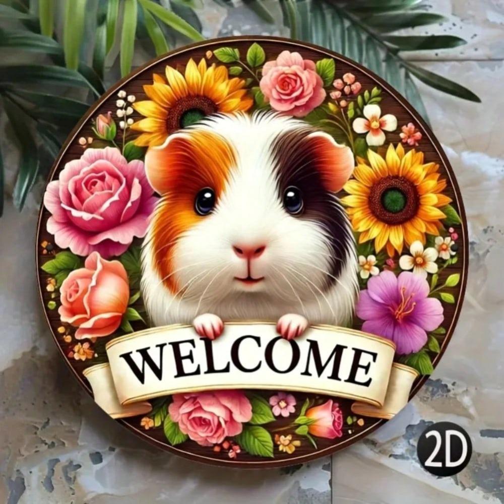 Vintage Rabbit Welcome Sign Home Farm Cafe Decor Pet Lover Gift Wall Art