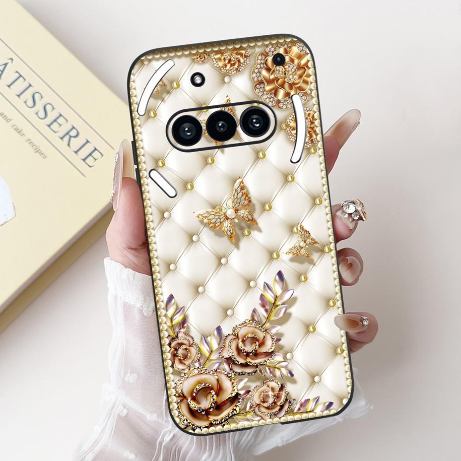 For Nothing Phone 3A Case A059 Cover Fashion Flower Soft Silicone Black Shockproof Cover On Nothing Phone3A 3 A 3APro A059P Capa