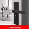 Black Magnetic Door Lock with Silent Handle for Bedroom