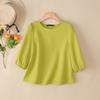 ZANZEA Women Casual Round Neck Loose 3/4 Sleeve Solid Blouse