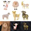 Elegant Sheep Goat Shaped Brooch Rhinestone Pearls Lapel Pin Animal Brooch Perfect For Daily Wear Party Dresses