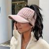 with Ear Flaps Winter Women's Hat Knitted Open-Top Ponytail Hat M Letter Baseball Cap  Teenage