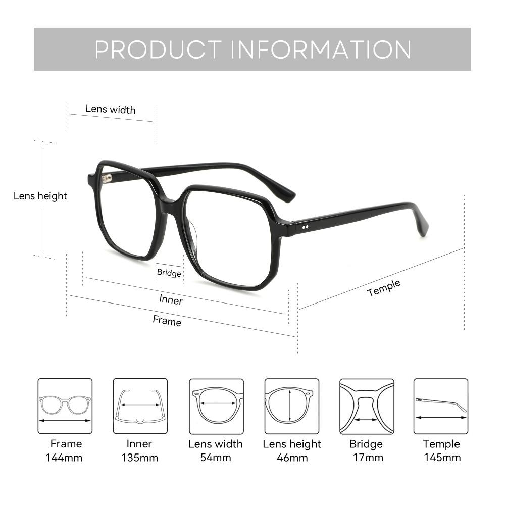 ZENOTTIC (L Size) Fashion Square Prescription Glasses Woman Optical Eyeglasses for Handmade Acetate Anti Blue Light Photochromic