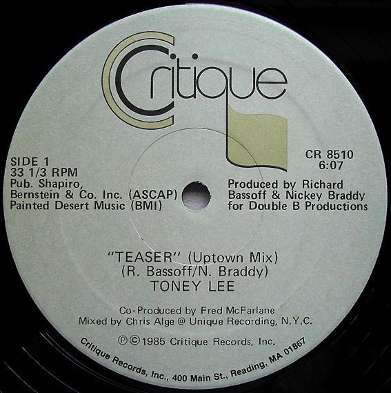 

12inch Record TONEY LEE - Teaser CR8510 Critique 1985 US Dance & Electronica Used