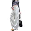 White Gray Sweatpants Women's Spring and Autumn New Straight Sweatpants Fleece Small Casual Wide-leg Pants