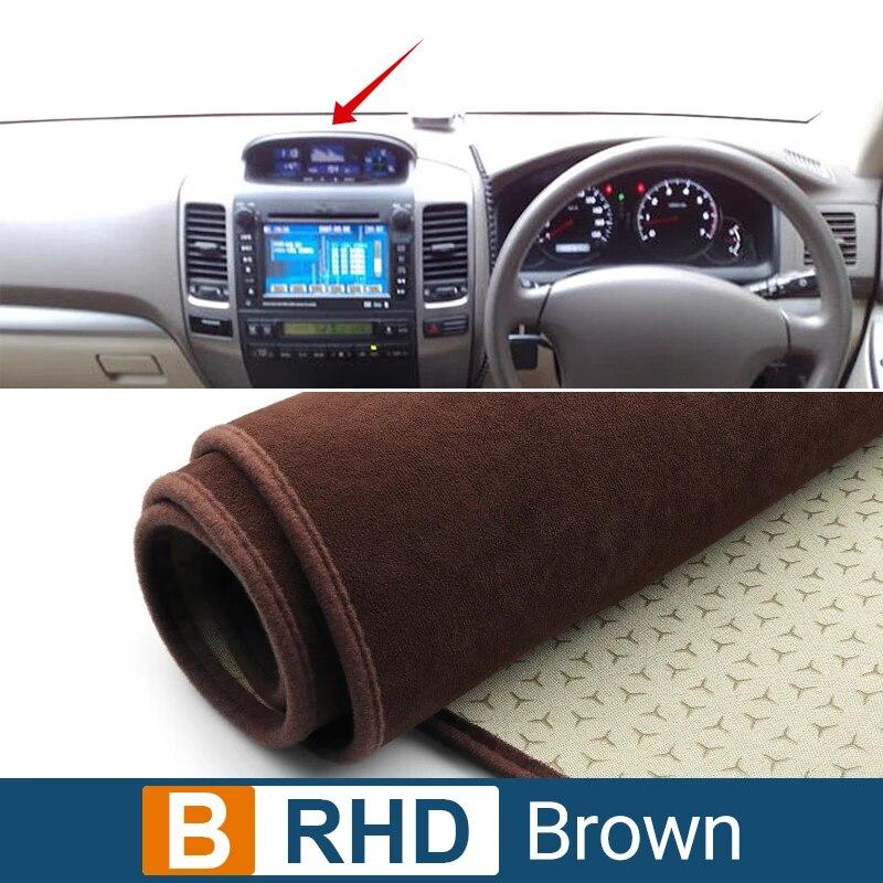 For Toyota Land Cruiser Prado 120 J120 2003-2006 2007 2008 2009 Bil Dashboard Deksel Unngå lyspute Anti-UV-tepper Sklisikker matte