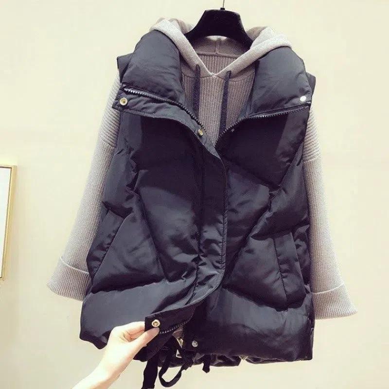 Down Cotton Vest Women's Vest Autumn and Winter Korean Version of The Wild Thick Loose Waistcoat Cotton Waistcoat Jacket