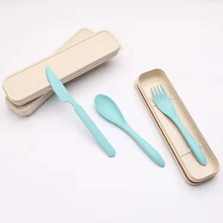 

Набор столовых приборов из пшеничной соломы, дорожный переносной ящик, вилка, ложка, нож, кухонная утварь, наборы столовых приборов, столовые приборы для стейков
