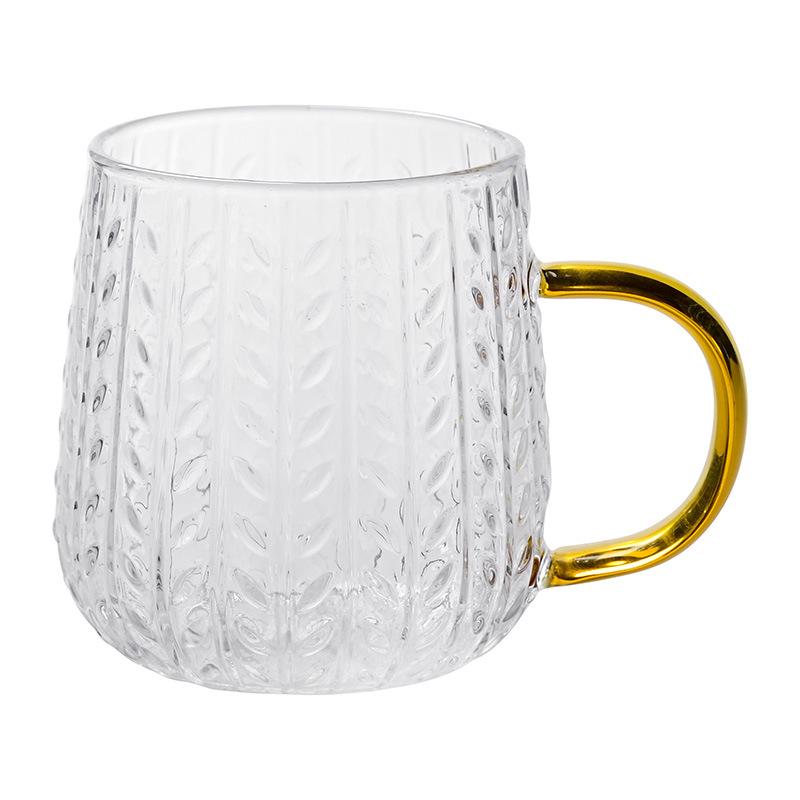 Heat-Resistant Hammered Glass Mug with Handle for Milk, Coffee, and Flower Tea