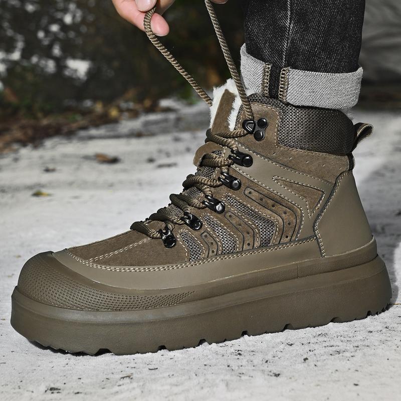 Warme Fleecegefütterte High-Top Winter Herren Wanderschuhe Outdoor Sports Laufschuhe Übergröße Lässige Sneakers für Herren