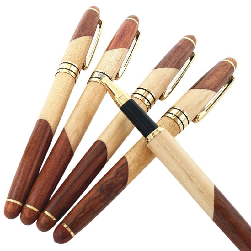 Wood Ballpoint Pen with Metal Pen Clip Business Roller Pen Office Singing Pen For Writing Note Taking Journaling