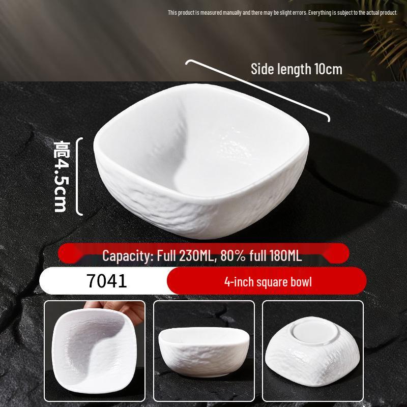 Melamine Porcelain-Style Rice Bowl & Dipping Sauce Dish Set